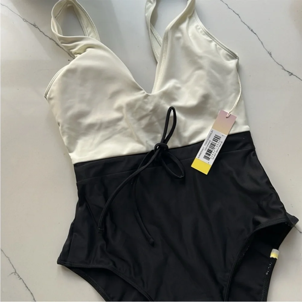 Summersalt White and Black One Piece Swimsuit, New - Picture 1 of 6